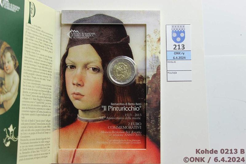 k-0213-b.jpg - Kohde 213 (kuva 2/2), lhthinta: 20 € / myyntihinta: 20 € 2 € 2013 San Marino kansissa, Pinturicchio, kunto: 9