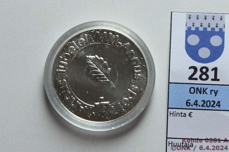 k-0281-a.jpg - Kohde 281 (kuva 1/2), lhthinta: 25 € / myyntihinta: 25 € 100 mk 2000 Ag, Riemuvuosi, kaps, kunto: 9