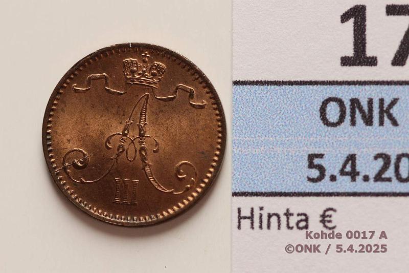 k-0017-a.jpg - Kohde 17 (kuva 1/2), lhthinta: 40 € 1 p 1892 Leimakiilto, phpja, kunto: 9