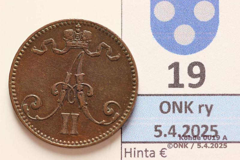 k-0019-a.jpg - Kohde 19 (kuva 1/2), lhthinta: 10 € 5 p 1865 Aikoinaan puhd, pij, kunto: 5