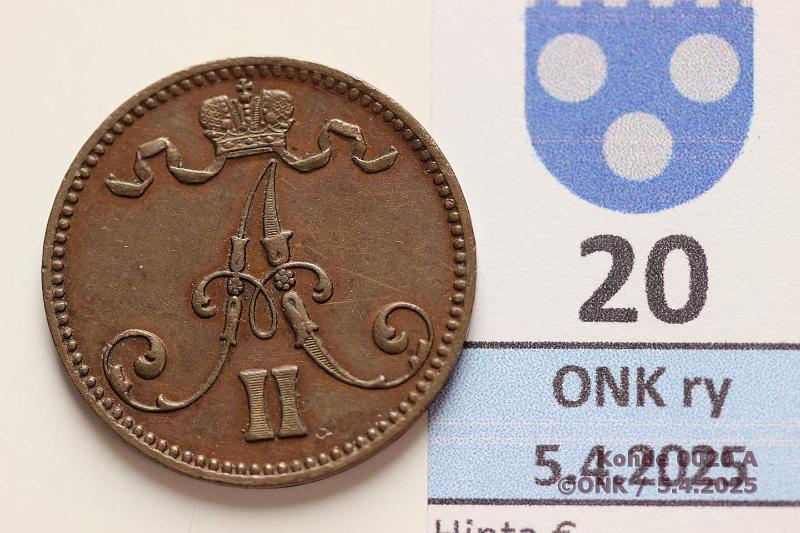 k-0020-a.jpg - Kohde 20 (kuva 1/2), lhthinta: 50 € 5 p 1867 Terv lynti, kunto: 6/7