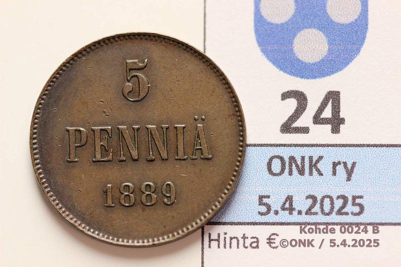 k-0024-b.jpg - Kohde 24 (kuva 2/2), lhthinta: 10 € 5 p 1889, kunto: 6