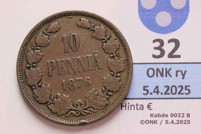 k-0032-b.jpg - Kohde 32 (kuva 2/2), lhthinta: 10 € 10 p 1876 SNY 148.1.2 Prvja, kunto: 3