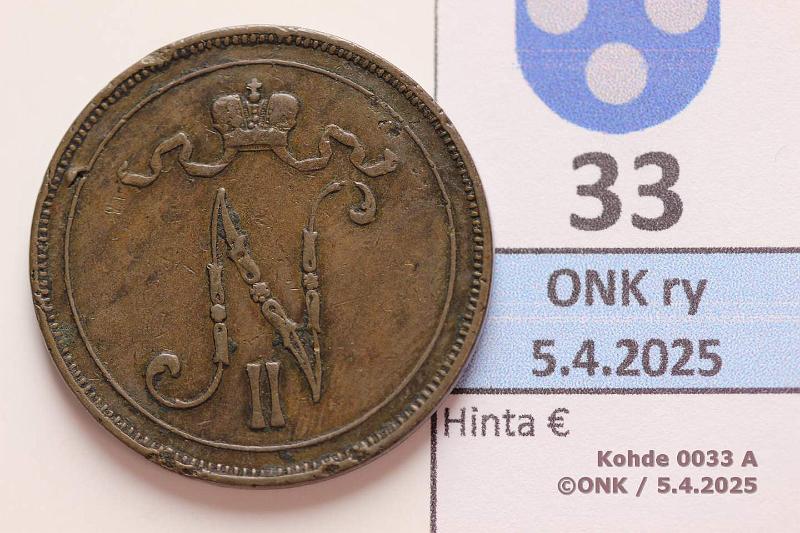 k-0033-a.jpg - Kohde 33 (kuva 1/2), lhthinta: 30 € 10 p 1898 Prvja, kunto: 3