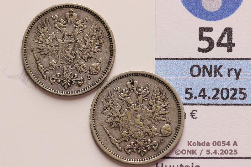 k-0054-a.jpg - Kohde 54 (kuva 1/2), lhthinta: 5 € 50 p 1892 (2) SNY 327.1+.2 Ag, kunto: 5, 4