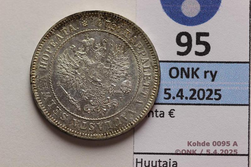 k-0095-a.jpg - Kohde 95 (kuva 1/2), lhthinta: 150 € 2 mk 1906 SNY 500.1.1.1 Ag. Pitk /-viiva, hnja, hieman, erittin kaunis!, kunto: 8