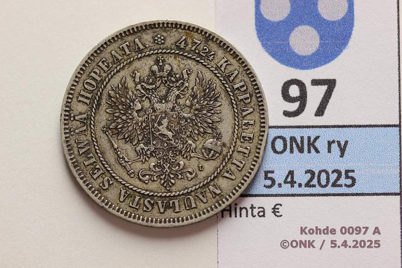 k-0097-a.jpg - Kohde 97 (kuva 1/2), lhthinta: 12 € 2 mk 1907 Ag. Prv, likaa, kunto: 6