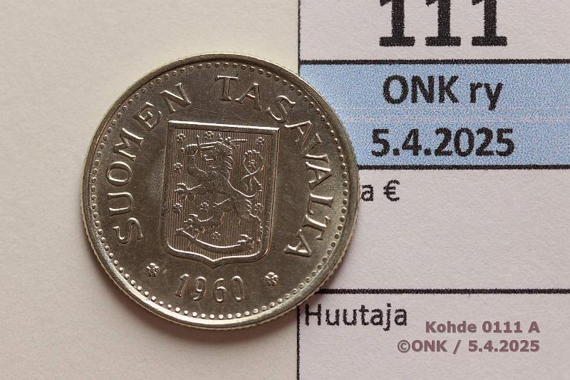 k-0111-a.jpg - Kohde 111 (kuva 1/2), lhthinta: 12 € 100 mk 1960 Ag. Loistelias!, kunto: 9