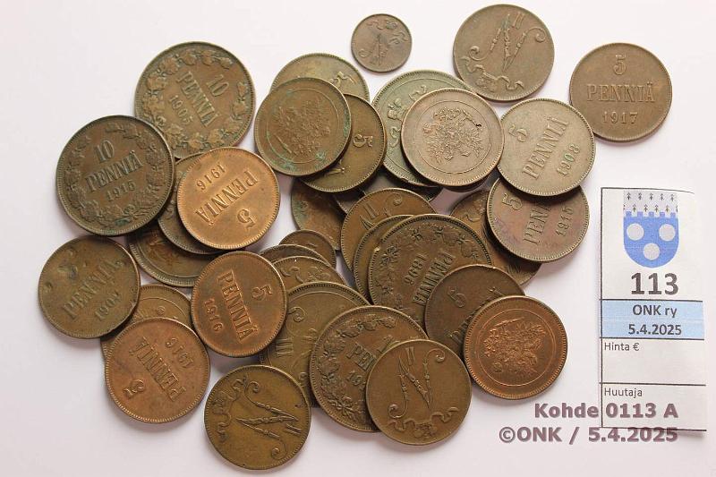 k-0113-a.jpg - Kohde 113, lhthinta: 15 € 1 - 10 p (38) 1888-1917 1p -88, -98, -00, -09, -13; 5p -98(3), -08(4), -13, -15(2), -16(8), -17I, -17II(7); 10p -91, -96, -05(2), -15(3), kunto: 3-8