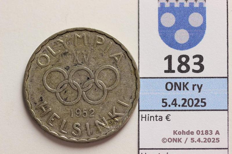 k-0183-a.jpg - Kohde 183 (kuva 1/2), lhthinta: 5 € 500 mk 1952 Ag. Metallivika, kunto: 5