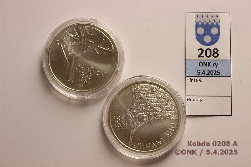 k-0208-a.jpg - Kohde 208 (kuva 1/2), lhthinta: 34 € 10 € (2) 2011 Ag, BU, Vuolijoki & Aho, kapselit, kunto: 9