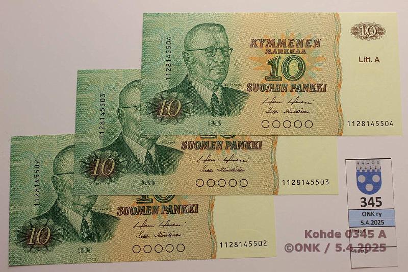 k-0345-a.jpg - Kohde 345, lhthinta: 5 € 10 mk 1980 LA (3) SNY 147.3 1128145502-04 HOL-H1, perkkiset, kunto: 8