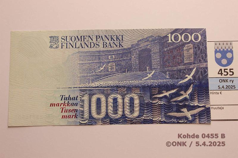 k-0455-b.jpg - Kohde 455 (kuva 2/2), lhthinta: 80 € 1000 mk 1986 LA SNY 201.3.1 8023716502 PU II-Ko2, kunto: 6