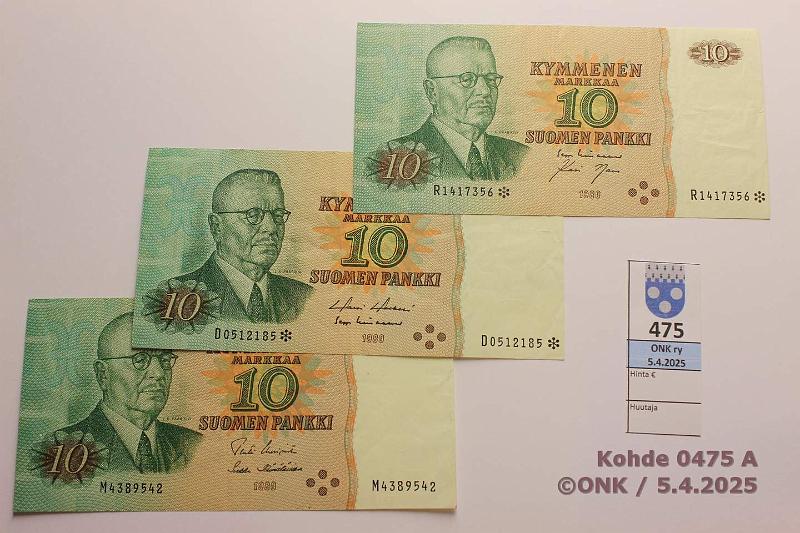 k-0475-a.jpg - Kohde 475, lhthinta: 16 € 10 mk (3) 1980 M..UUS-H1; D*..HOL-Lin; R*..LIN-Nar. Kaksi korvaavaa, kunto: 4-5