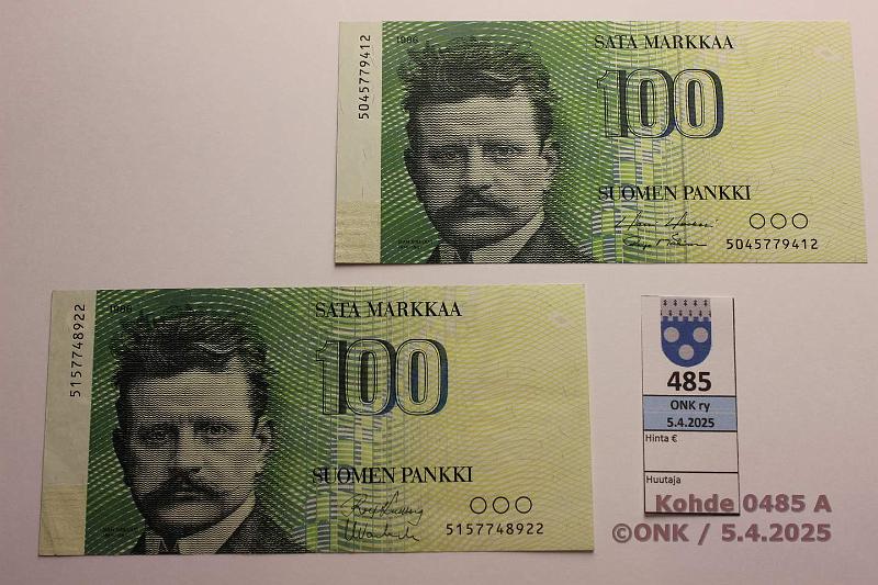 k-0485-a.jpg - Kohde 485 (kuva 1/2), l�ht�hinta: 15 &euro; / myyntihinta: 17 &euro; 100 mk (2) 1986 5045779412 HOL-M�1; 5157748922 KU I- Va1, kunto: 7, 5