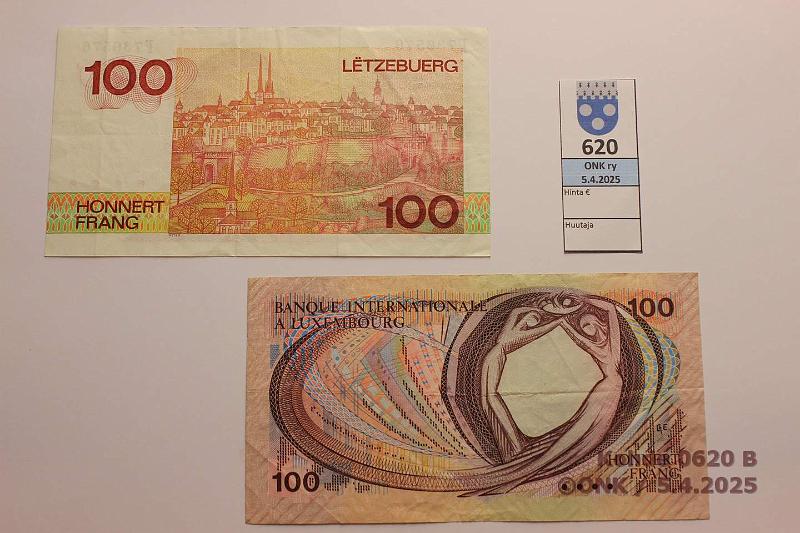 k-0620-b.jpg - Kohde 620 (kuva 2/2), lhthinta: 5 € Luxemburg 100 cent francs (2) 1981, ND(-86) P#14A, 52, kunto: 4