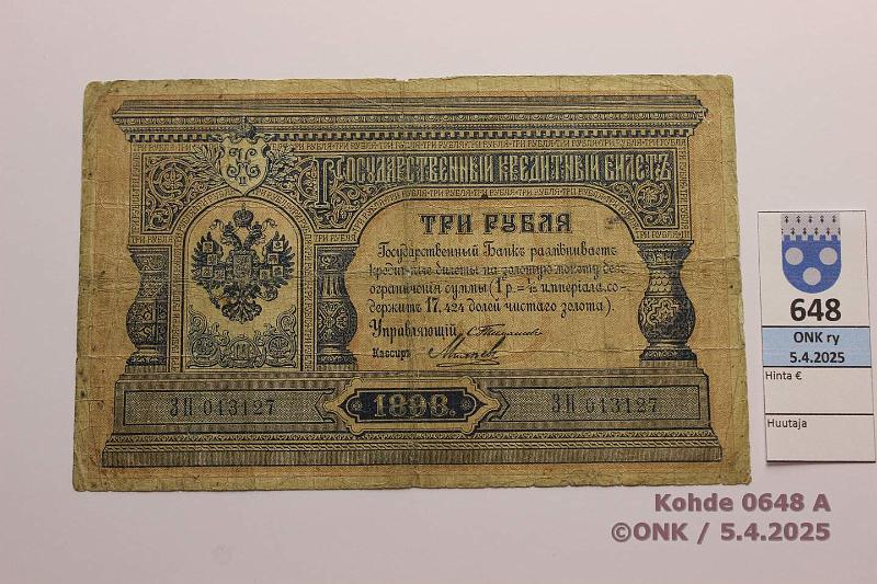 k-0648-a.jpg - Kohde 648 (kuva 1/2), lhthinta: 20 € Venj 3 rpl 1898 P#2b Timashev-Mikhejev, prep, kunto: 3