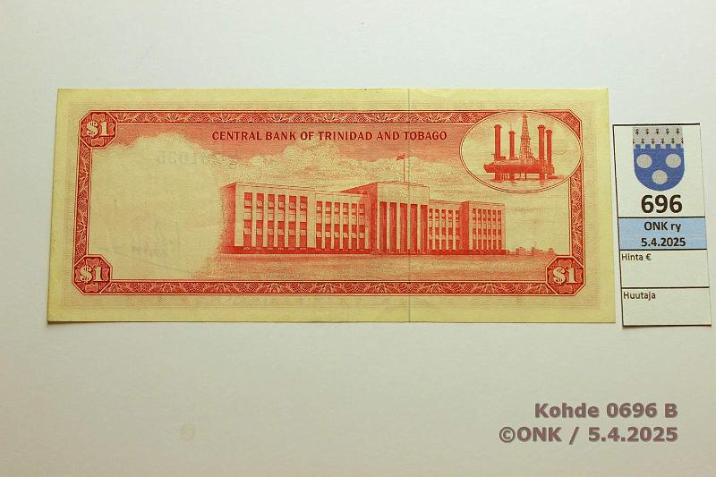 k-0696-b.jpg - Kohde 696 (kuva 2/2), lhthinta: 20 € Trinidad & Tobago 1 $ ND(1969) P#26c, kunto: 7