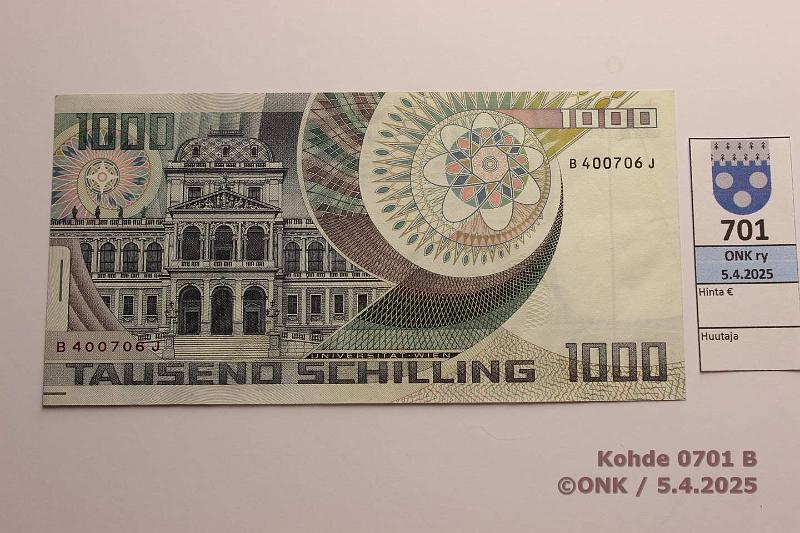 k-0701-b.jpg - Kohde 701 (kuva 2/2), lhthinta: 145 € Itvalta 1000 sch 1983 P#152 Schrdinger - Fysiikka 1933, kunto: 8