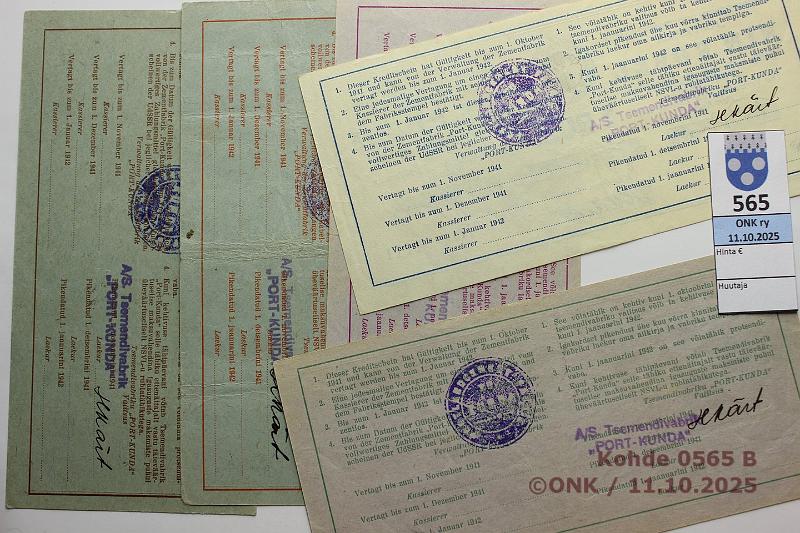 k-0565-b.jpg - Kohde 565 (kuva 2/2), lhthinta: 150 € / ei tarjouksia Viro Port Kunda 1, 3, 5, 10 ja 25 rbl 1941 25r kl9, muut 4-6, kunto: 4-9