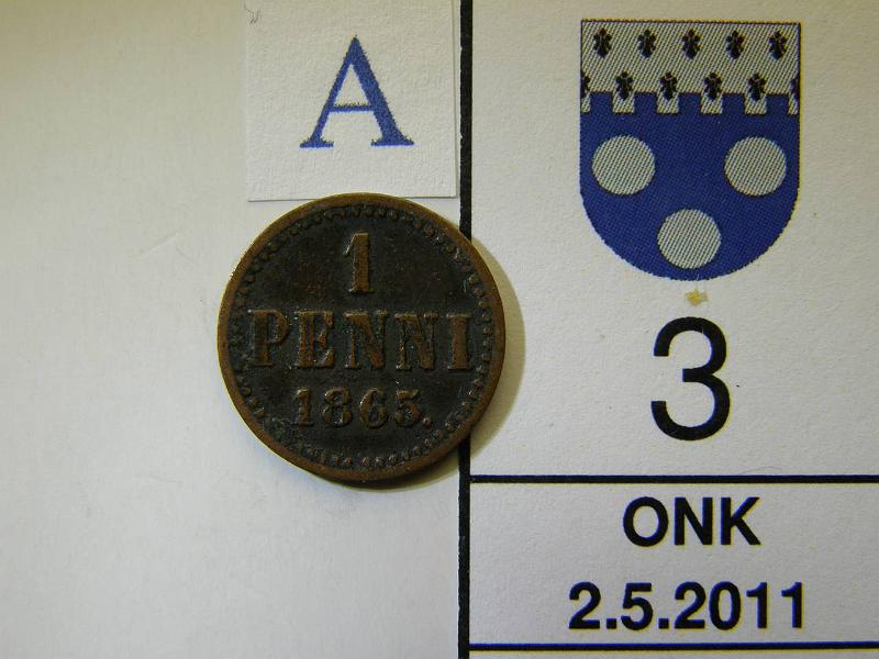 kohde_003_a.jpg - Kohde 3, arvopuoli, lhthinta: 30 € 1 p 1865 SNY 2.1, kunto: 4.