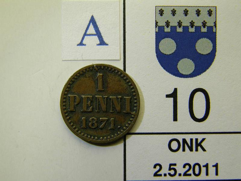 kohde_010_a.jpg - Kohde 10, arvopuoli, lhthinta: 25 € 1 p 1871 SNY 7.1, kunto: 4.