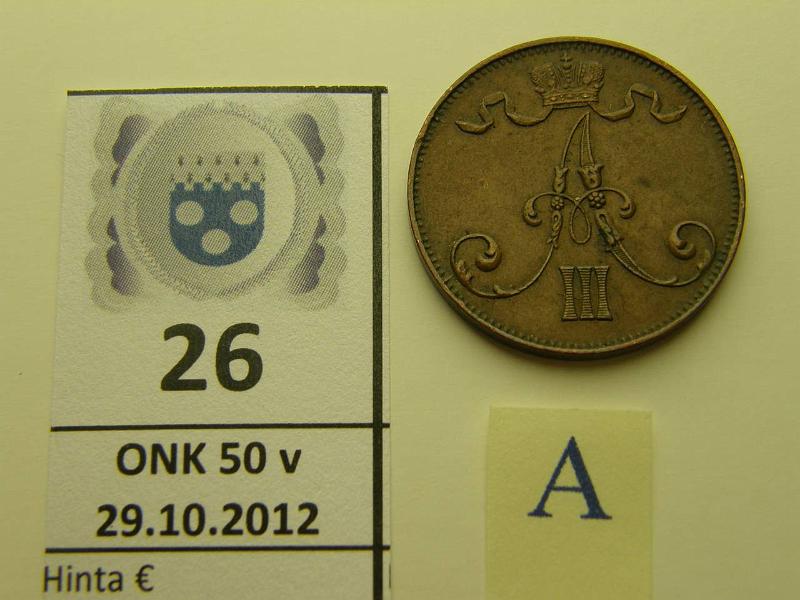 k-0026-a.jpg - Kohde 26 (kuva 1/2), lhthinta: 15 € 5 p 1889 l.puhd, kunto: 6