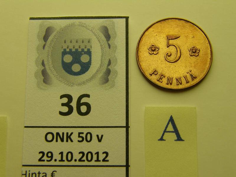 k-0036-a.jpg - Kohde 36 (kuva 1/2), lhthinta: 100 € 5 p 1918 KV II SNY 94.2, puhd, kunto: 6