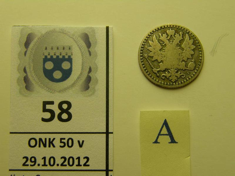 k-0058-a.jpg - Kohde 58 (kuva 1/2), lhthinta: 250 € 25 p 1867 Ag, kunto: 2/3