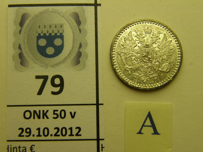 k-0079-a.jpg - Kohde 79 (kuva 1/2), lhthinta: 700 € 50 p 1865 Ag, loistelias!, kunto: 9