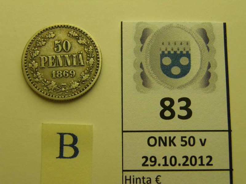 k-0083-b.jpg - Kohde 83 (kuva 2/2), lhthinta: 15 € 50 p 1869 Ag, kunto: 3/4