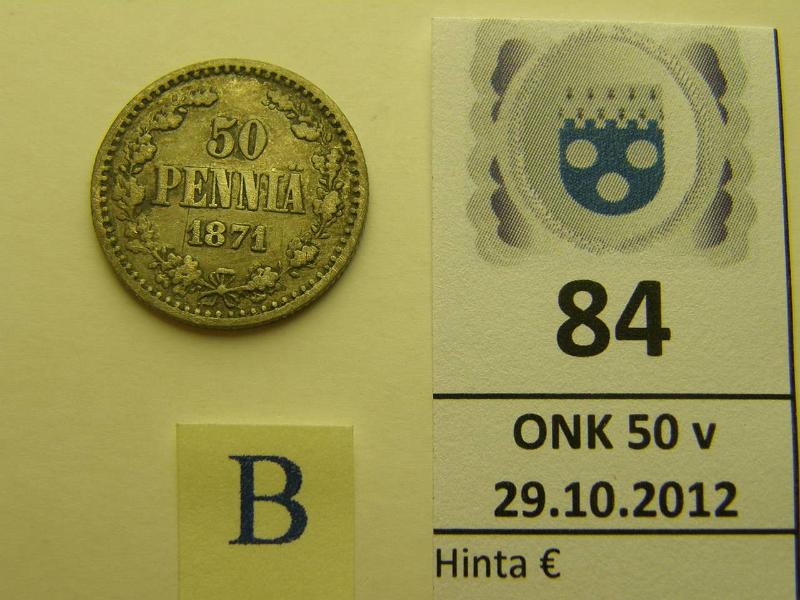 k-0084-b.jpg - Kohde 84 (kuva 2/2), lhthinta: 5 € 50 p 1871 Ag, SNY 320.1, kunto: 3/4