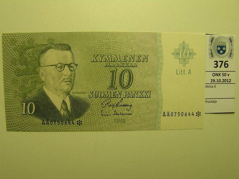 k-0376-a.jpg - Kohde 376, lhthinta: 5 € 10 mk 1963* LA SNY 146.7 A0750644* KU I-Hes, vl I, korvaava, kunto: 9