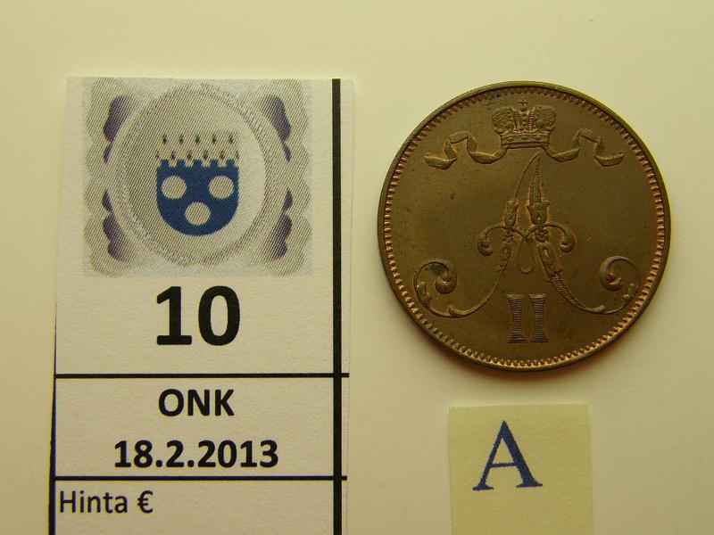 k-0010-a.jpg - Kohde 10 (kuva 1/2), lhthinta: 125 € 5 p 1875 pilkahdus leimakiiltoa, ephpja, hyv kunto tlle vuodelle!, kunto: 7