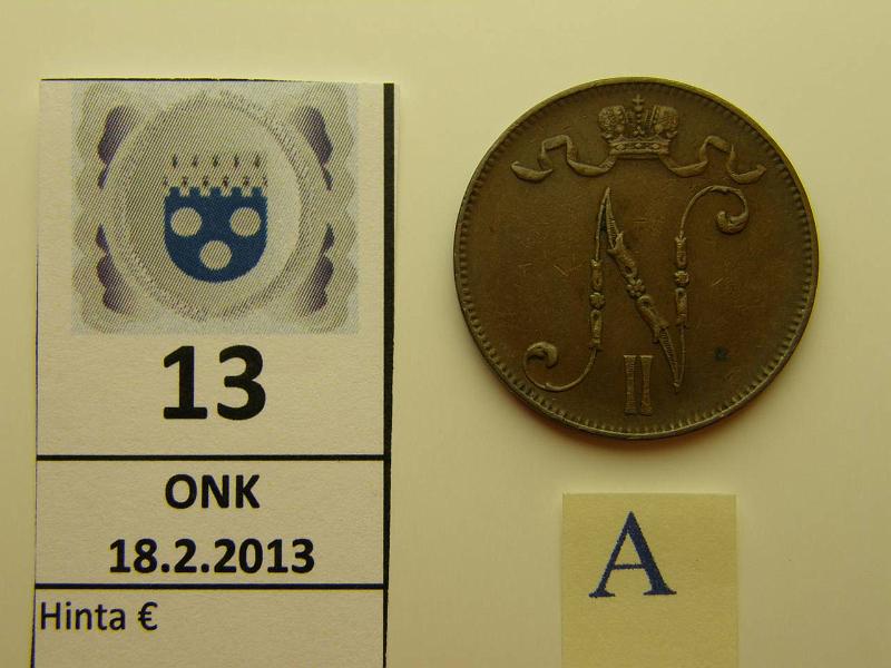 k-0013-a.jpg - Kohde 13 (kuva 1/2), lhthinta: 25 € 5 p 1910, kunto: 5