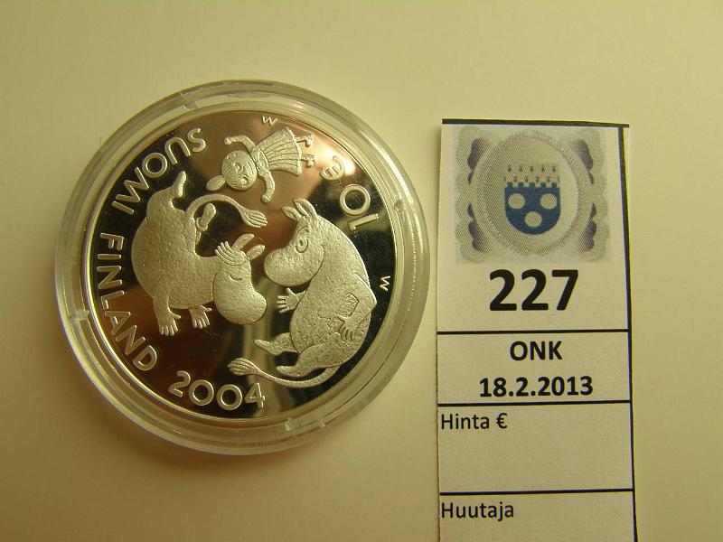 k-0227-a.jpg - Kohde 227, lhthinta: 19 € 10 € 2004 Ag, Proof, Tove Jansson, kapseli, kunto: 10