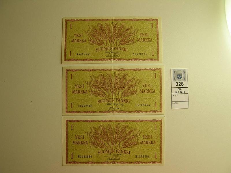 k-0328-a.jpg - Kohde 328, lhthinta: 15 € 1 mk 1963 (3) SNY 114.1 sarjat K, L, M. LEI-AAs, KA I-Eng, SIM-AAs, kunto: 5