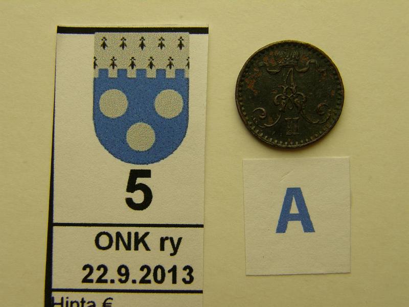 k-0005-a.jpg - Kohde 5 (kuva 1/2), lhthinta: 10 € / myyntihinta: 10 € 1 p 1867 SNY 4.2. eprvja, A:n vas. alasakara poikki, sypymi/meistivika, kunto: 5