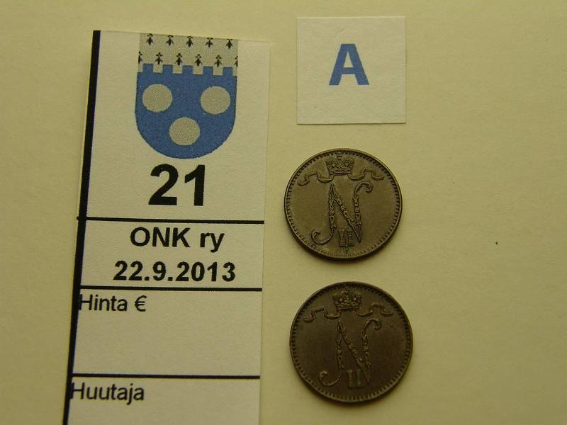 k-0021-a.jpg - Kohde 21 (kuva 1/2), lhthinta: 5 € / myyntihinta: 8 € 1 p 1903 (2) SNY 28.2, molemmissa iso 3, kunto: 6