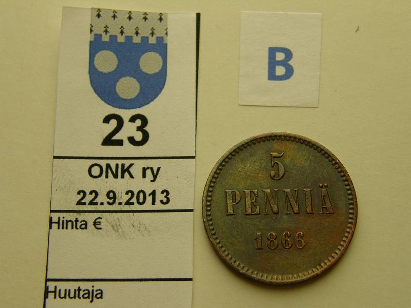 k-0023-b.jpg - Kohde 23 (kuva 2/2), lhthinta: 30 € 5 p 1866 el.puhd, pij, kunto: 6