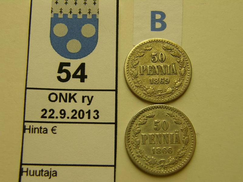 k-0054-b.jpg - Kohde 54 (kuva 2/2), lhthinta: 15 € / myyntihinta: 16 € 50 p 1866, -69 Ag, kunto: 2/3