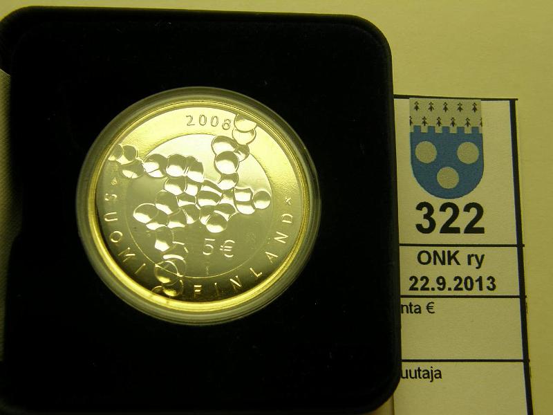 k-0322-a.jpg - Kohde 322, lhthinta: 8 € / myyntihinta: 8 € 5 € 2008 proof, tiede ja tutkimus, kapseli, kotelo, tod, kunto: 10