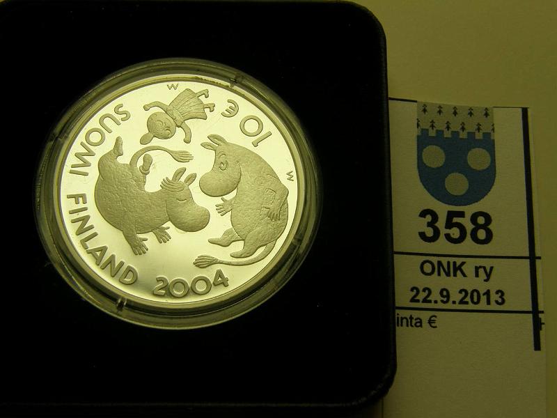 k-0358-a.jpg - Kohde 358, lhthinta: 20 € / myyntihinta: 21 € 10 € 2004 Ag, proof, Jansson, kotelo, tod, kunto: 10