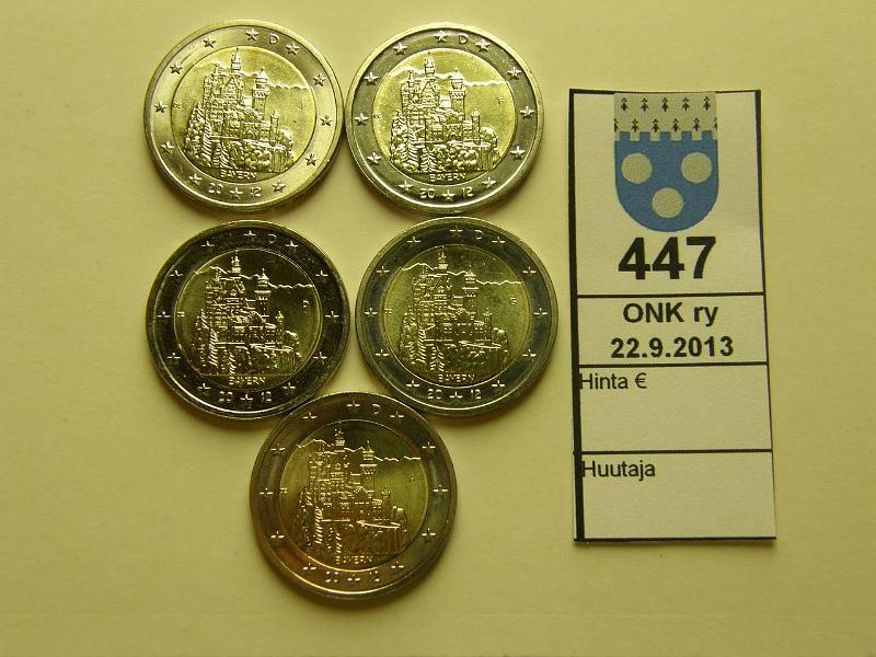 k-0447-a.jpg - Kohde 447, lhthinta: 13 € / myyntihinta: 13 € 2012 (5) Saksa, Bayernin linna, kaikki painot: A, D, G, F, J, rullista, kunto: 9