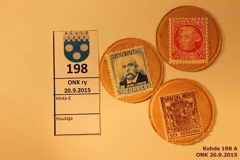 k-0198-a.jpg - Kohde 198, lhthinta: 10 € Espanja (3) PAHVISET kolikot, joissa arvo postimerkill: 10, 30 ja 40c. Erikoiset!, kunto: 9