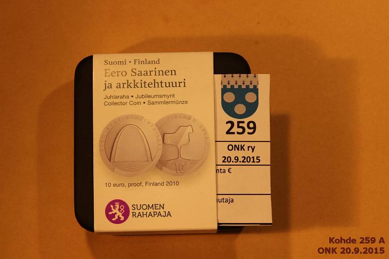 k-0259-a.jpg - Kohde 259, lhthinta: 15 € / myyntihinta: 17 € 10 2010 Ag, Proof, Saarinen, laatikko, tod., kunto: 10