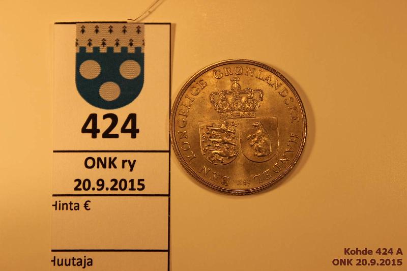 k-0424-a.jpg - Kohde 424, lhthinta: 10 € / myyntihinta: 25 € Grnlanti 1 kr 1960 KM#10 AlBr, phpja. Danish state, kunto: 8