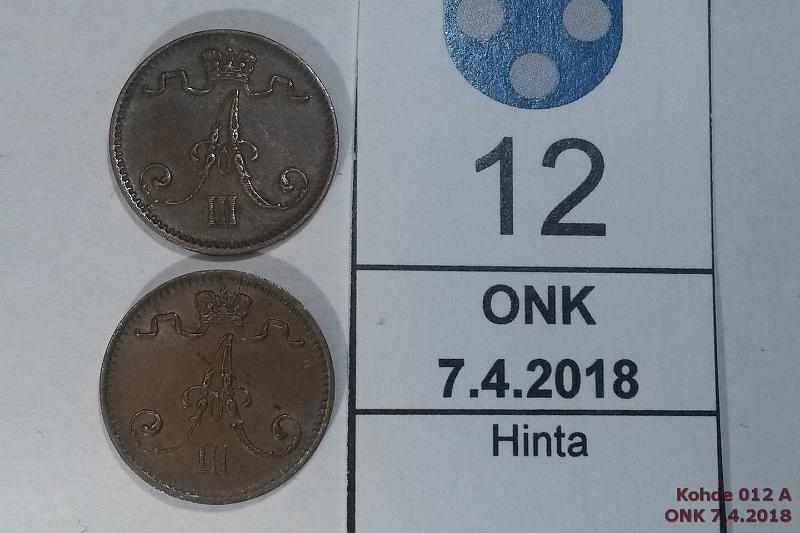 k-0012-a.jpg - Kohde 12 (kuva 1/2), lhthinta: 5 € / myyntihinta: 5 € 1 p 1883, -88 1888:ssa eprv, kunto: 7, 6