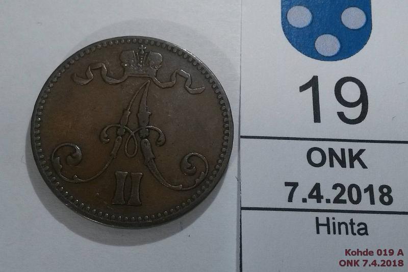 k-0019-a.jpg - Kohde 19 (kuva 1/2), lhthinta: 30 € 5 p 1870 Siisti, kunto: 3/4