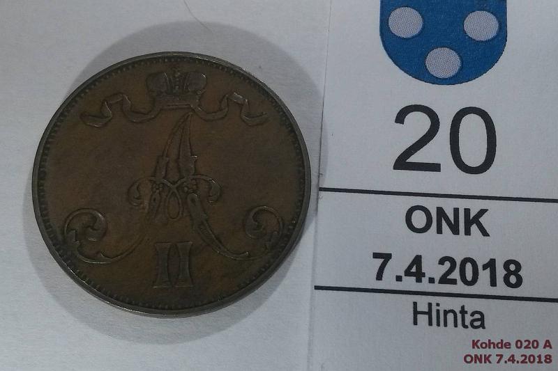 k-0020-a.jpg - Kohde 20 (kuva 1/2), lhthinta: 5 € 5 p 1873, kunto: 4